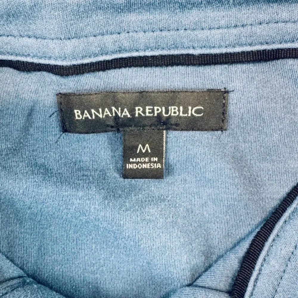 Banana Republic Mens Navy Long Sleeve Polo Shirt Jersey Knit Size M